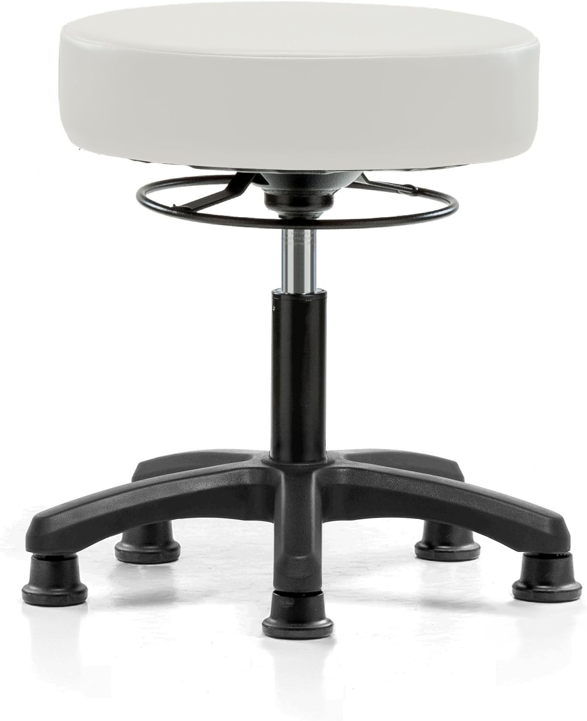 Perch Life Height Adjustable Stool with Stationary Caps | Desk Height 18-23 inches 250-pound Weight Capacity | (Adobe White Vinyl)