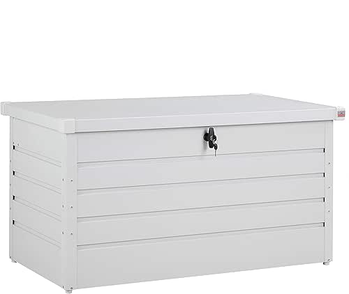 Gardebruk® Coffre de Rangement en métal Blanc 120x62 cm 385