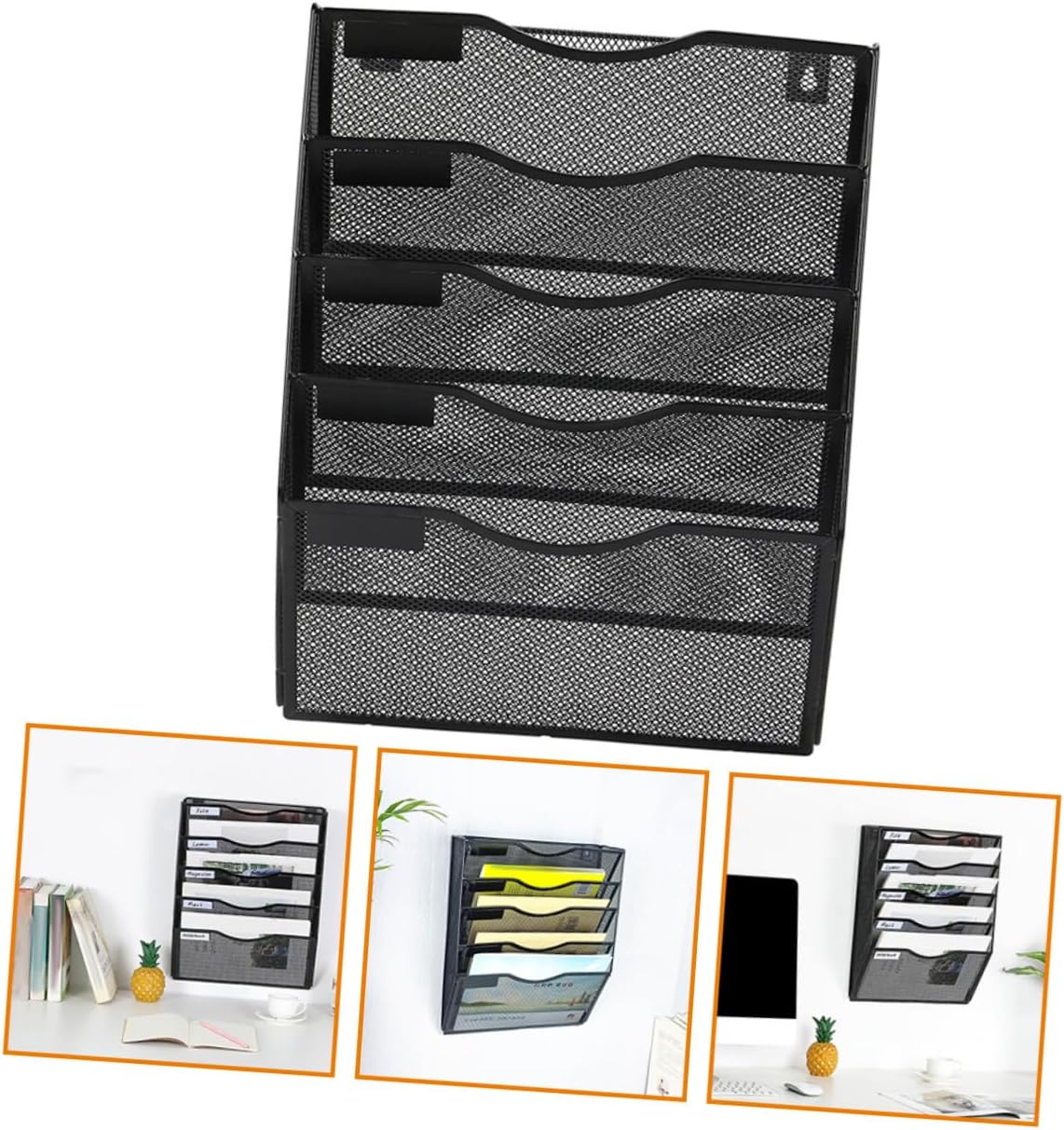 Desk Organizer Metal Mesh Document Holder Wall-mounted File Folder Rack Binder Organizer Office Accessories