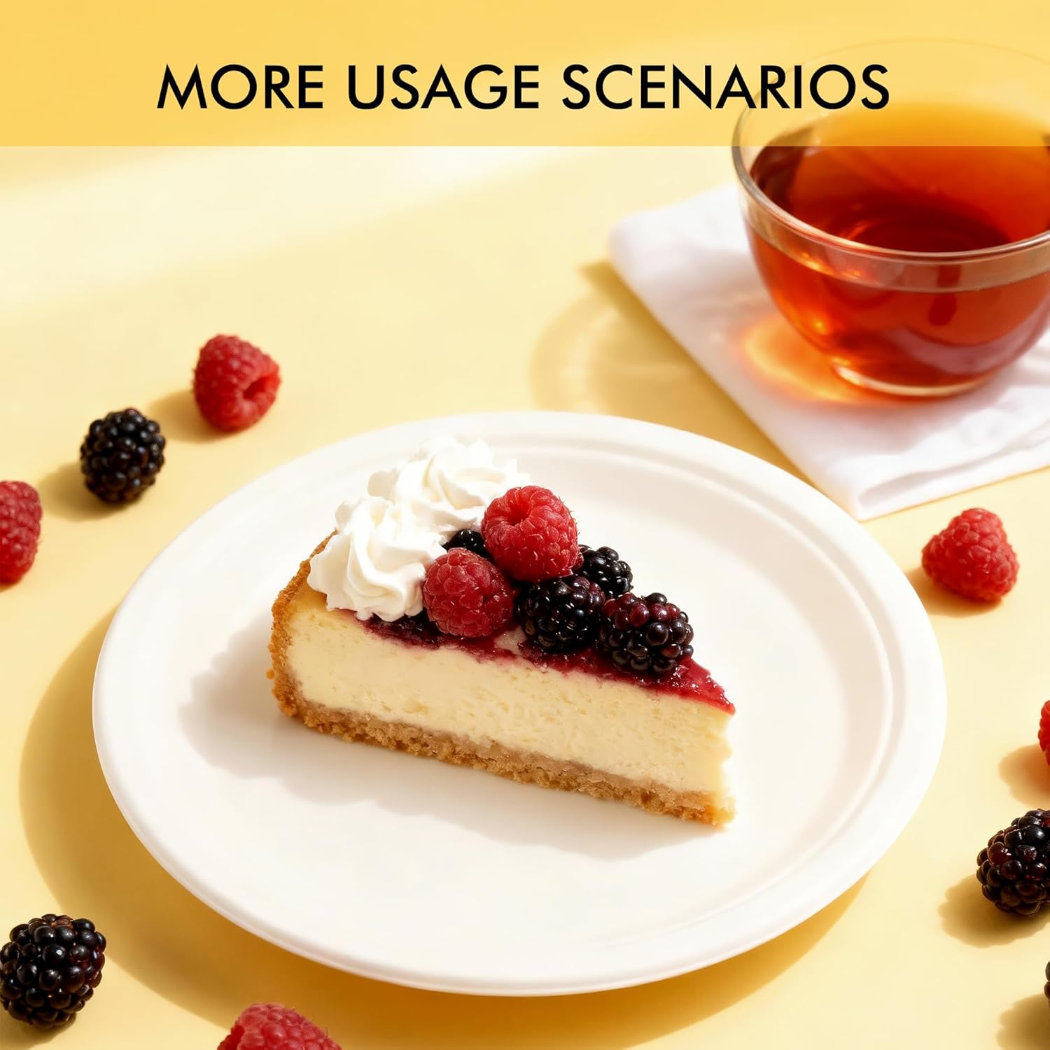 RACETOP Compostable Small Paper Plates 6 Inch [100 Pack], Dessert Plates, Disposable Biodegradable Heavy Duty Paper Plates, Made of Natural Sugarcane Fibers, Unbleached White, Round - Image 9