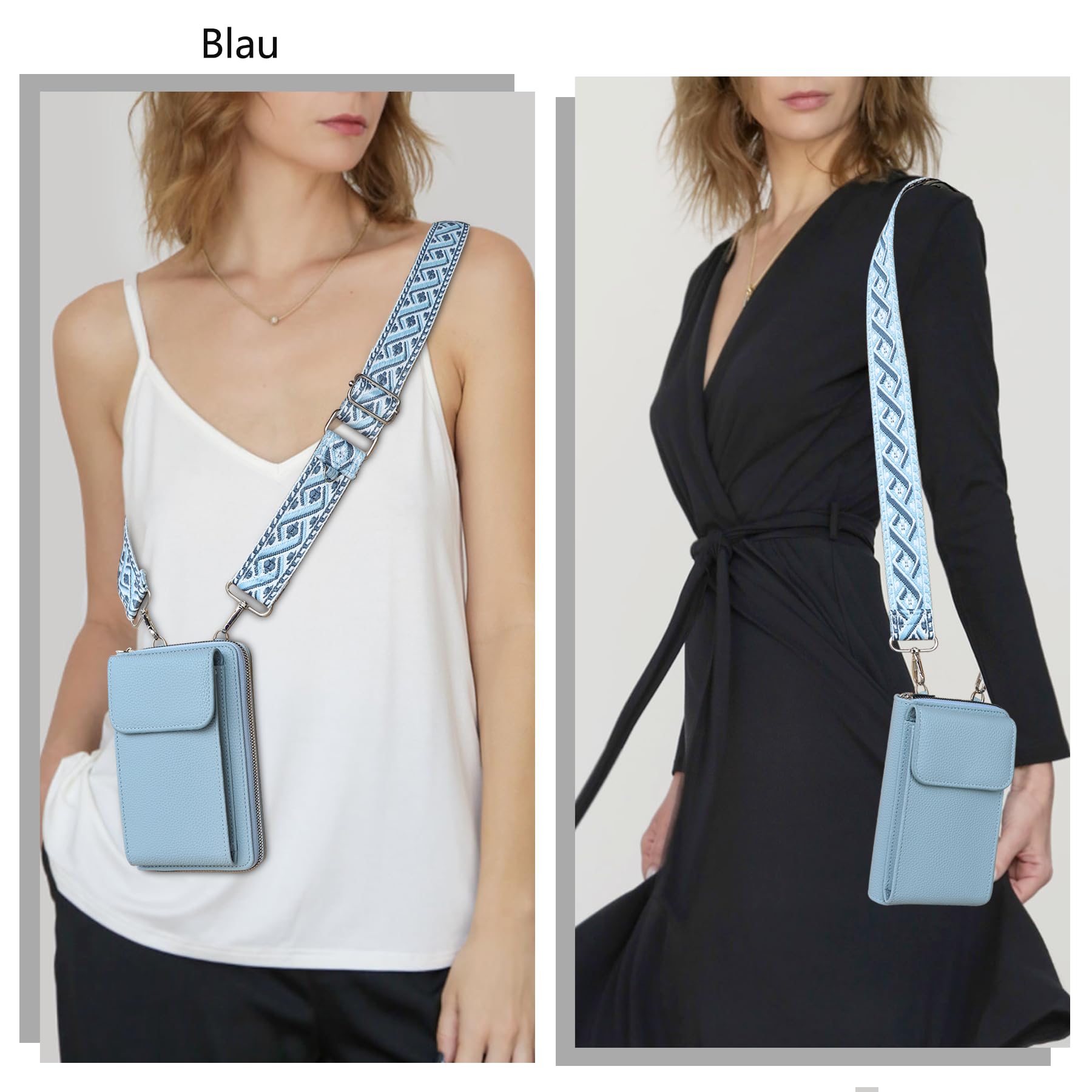 Klein Handytasche zum Umhängen, PU Leder Kleine Umhängetasche Damen, Handy Tasche zum Umhängen verstellbarer Riemen unter, Handy Schultertasche ür Handy unter 7 Zoll