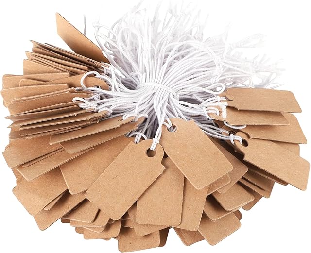 200 Pieces Jewelry Price Tags,26*12mm(1.02*0.47inch)White Strung Tags Paper Marking Tags Hang Tags Clothing Display Tag Price Labels with String
