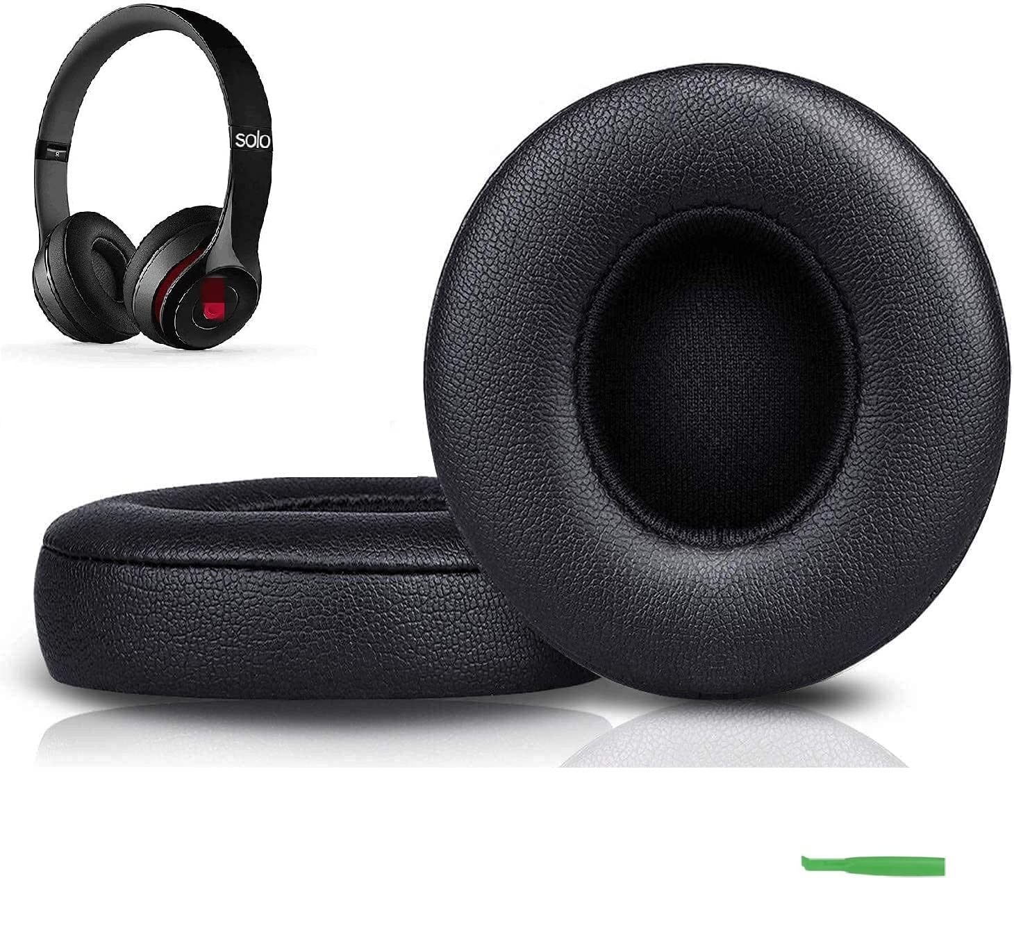 Professional Ear Pads Cushions Replacement, SEEFY Earpads Compatible with Beats Solo2 & Solo3 Wireless On-Ear Headphones with Soft Protein Leather/Strong Adhesive Tape (Black)