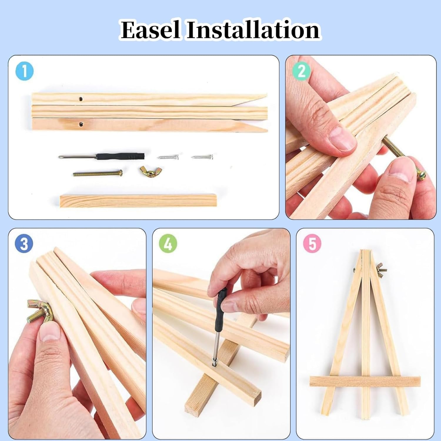 Gemozaic 12 Pack Paint by Numbers Kit for Kids with Frame and Easel, Easy Paint by Numbers Kits for Adults Beginners, Small Painting by Number for Birthday Gift, Painting Party(8X8inch)