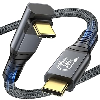 Certified USB4 Cable for Thunderbolt 4 Cable, 40Gbps Down Angle USB C Data Transfer Cable, 90 Degree 8K@60Hz Video, 240W PD Fast Charging for iPhone 16/17,Steam Deck,USB C Monitor,SSD,MacBook 6FT