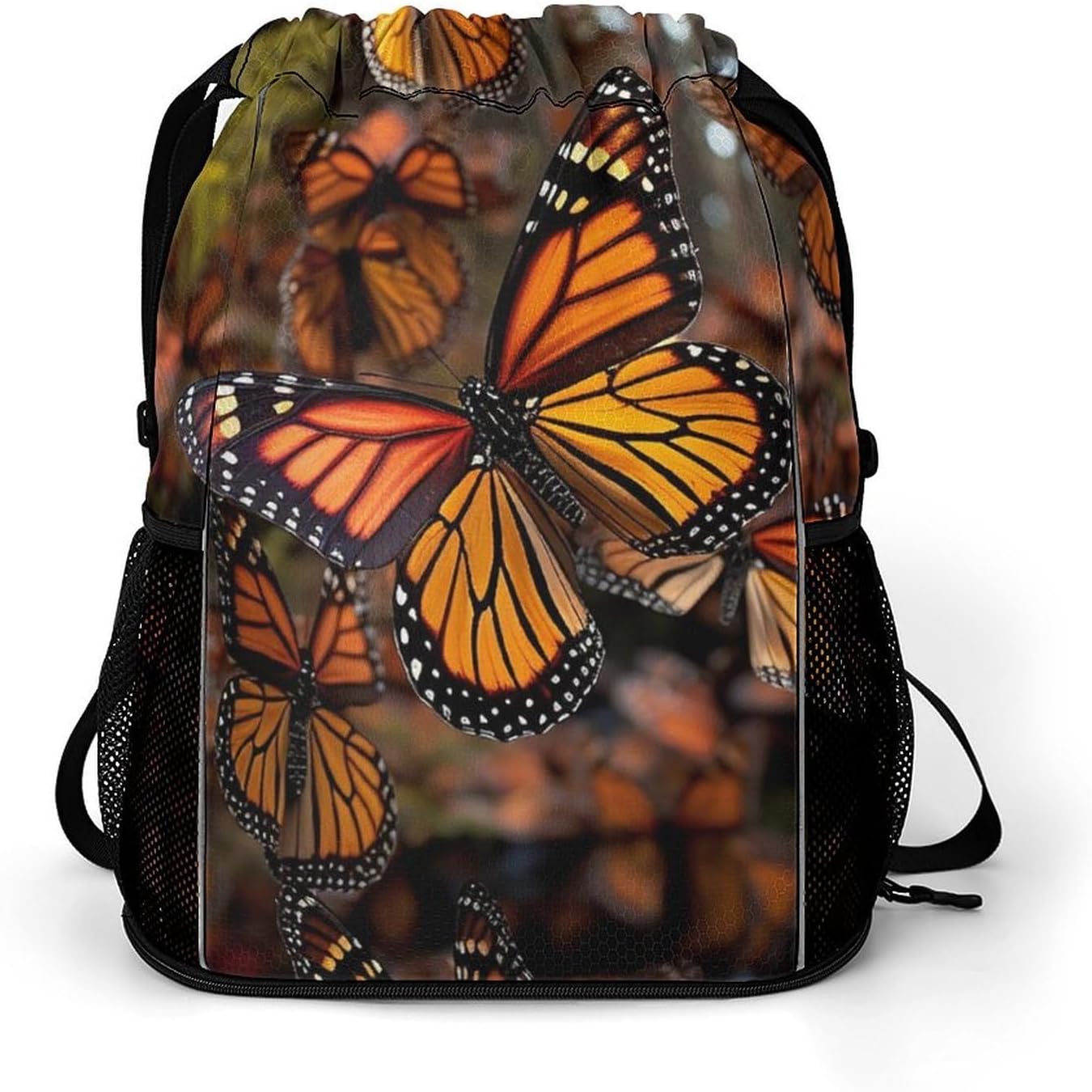 Fitness Drawstring Backpack Waterproof Gym Bag Monarch Butterflies Lightweight Dry And Wet Separation Swim Bag