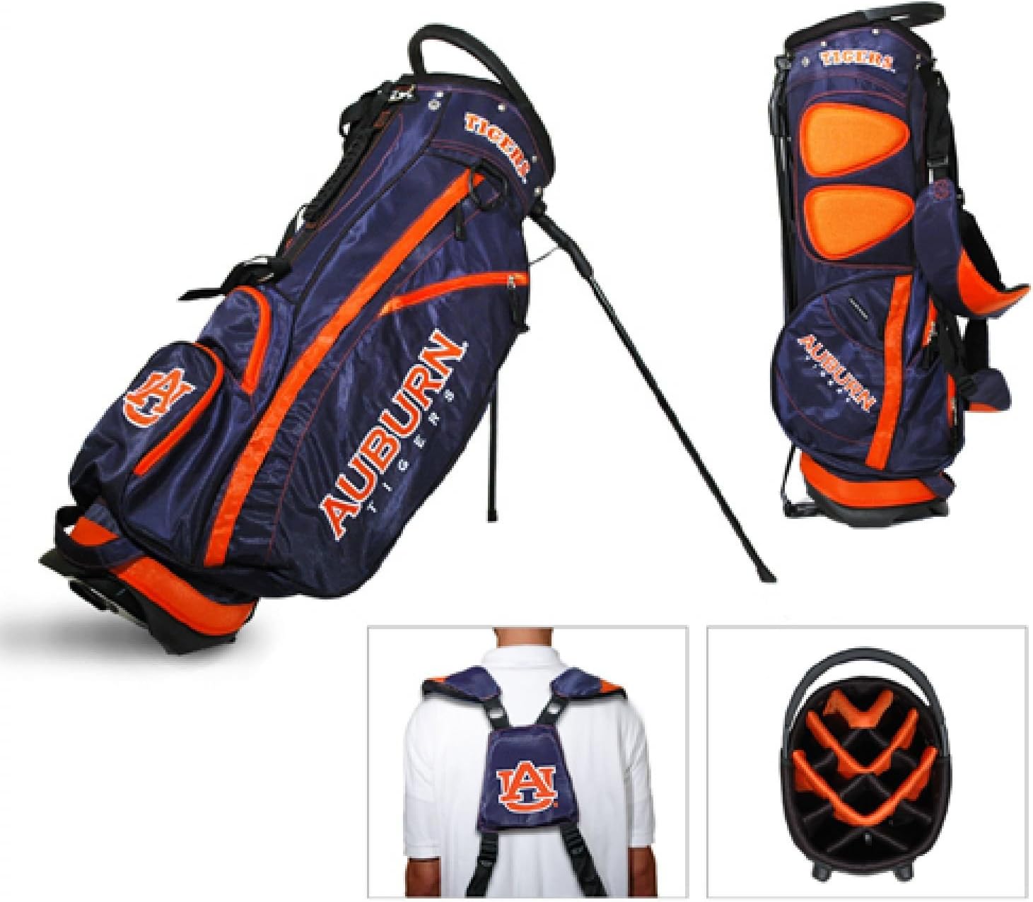 Team Golf NCAA Auburn University Tigers Fairway Golf Stand Bag, Lightweight, 14-way Top, Spring Action Stand, Insulated Cooler Pocket, Padded Strap, Umbrella Holder & Removable Rain Hood