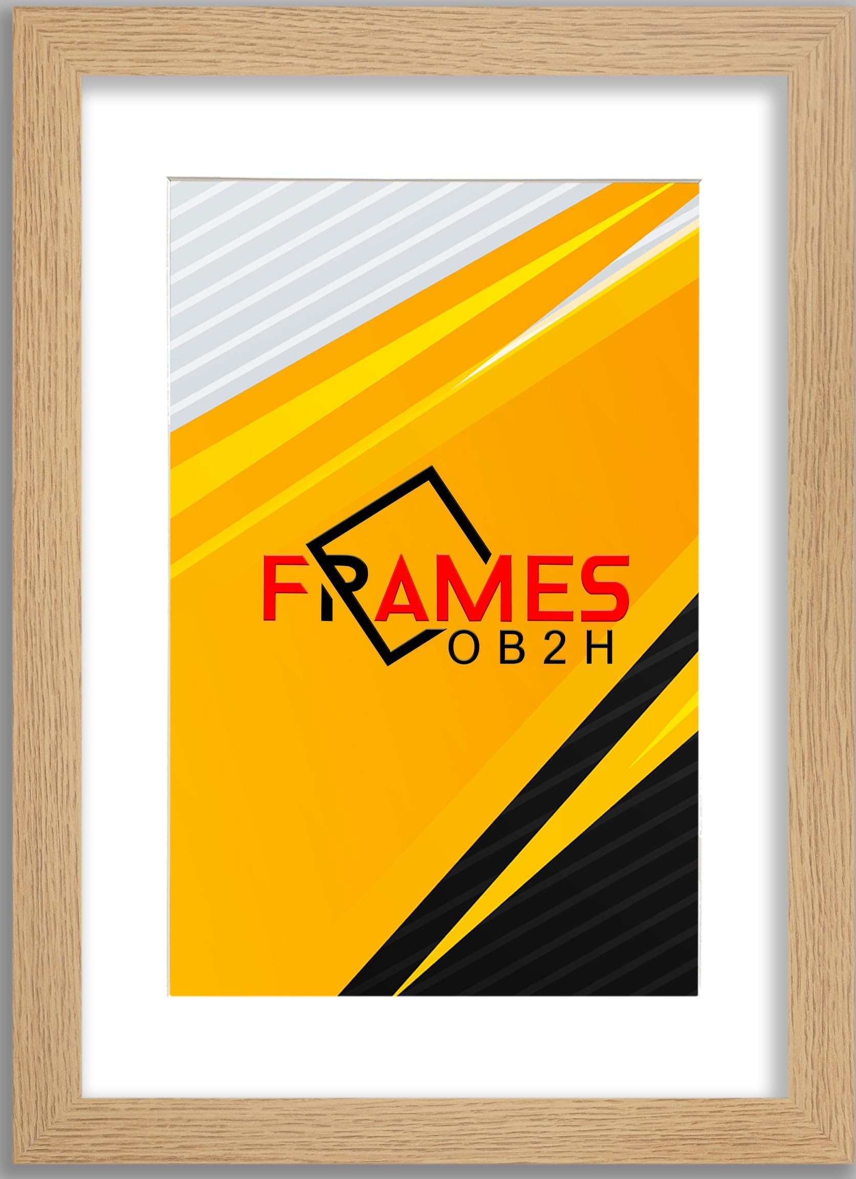 Ob2h Oak Frame With White Mount Black Frame With White Mount (Modern, 20X16 For 17X12 Picture Size)