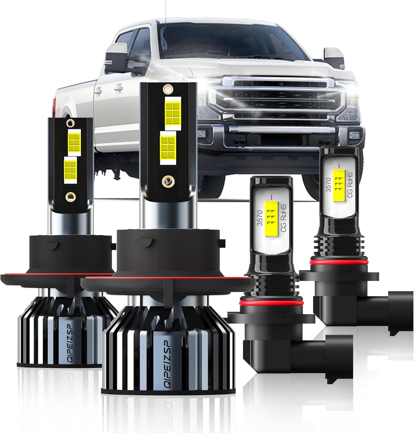 Compatible with Ford F250 F350 F450 F550 Super Duty 2005-2022 LED Headlight Bulbs Combo H13/9008 High Low Beam Headlight + 9145 Fog Light Bulbs Conversion Kits, 4pcs