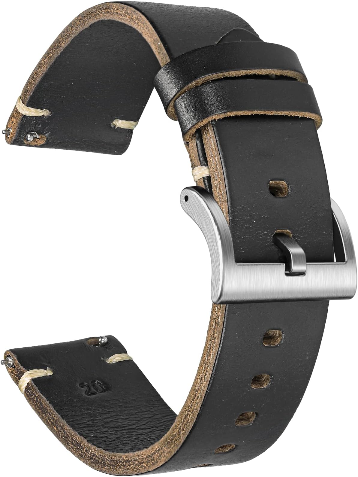 hemsut hHemsut Leather Watch Bands, Watch Bands for Men Women, Horween Leather Quick Release Handmade Watch Strap Soft Vintage Replacement of 18mm, 20mm, 22mm