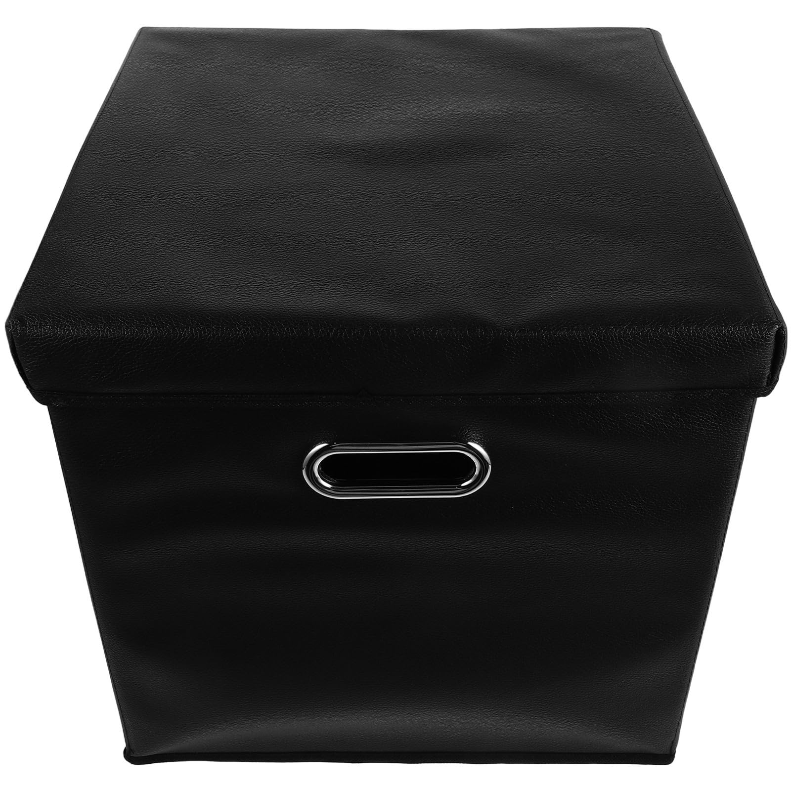 Uonlytech Porta Dischi Vinile Nero con Manico Resistente All'acqua in Pu e Lega, Contenitore Portatile per Album Vinile, Organizer Compatto per Raccolta Musicale