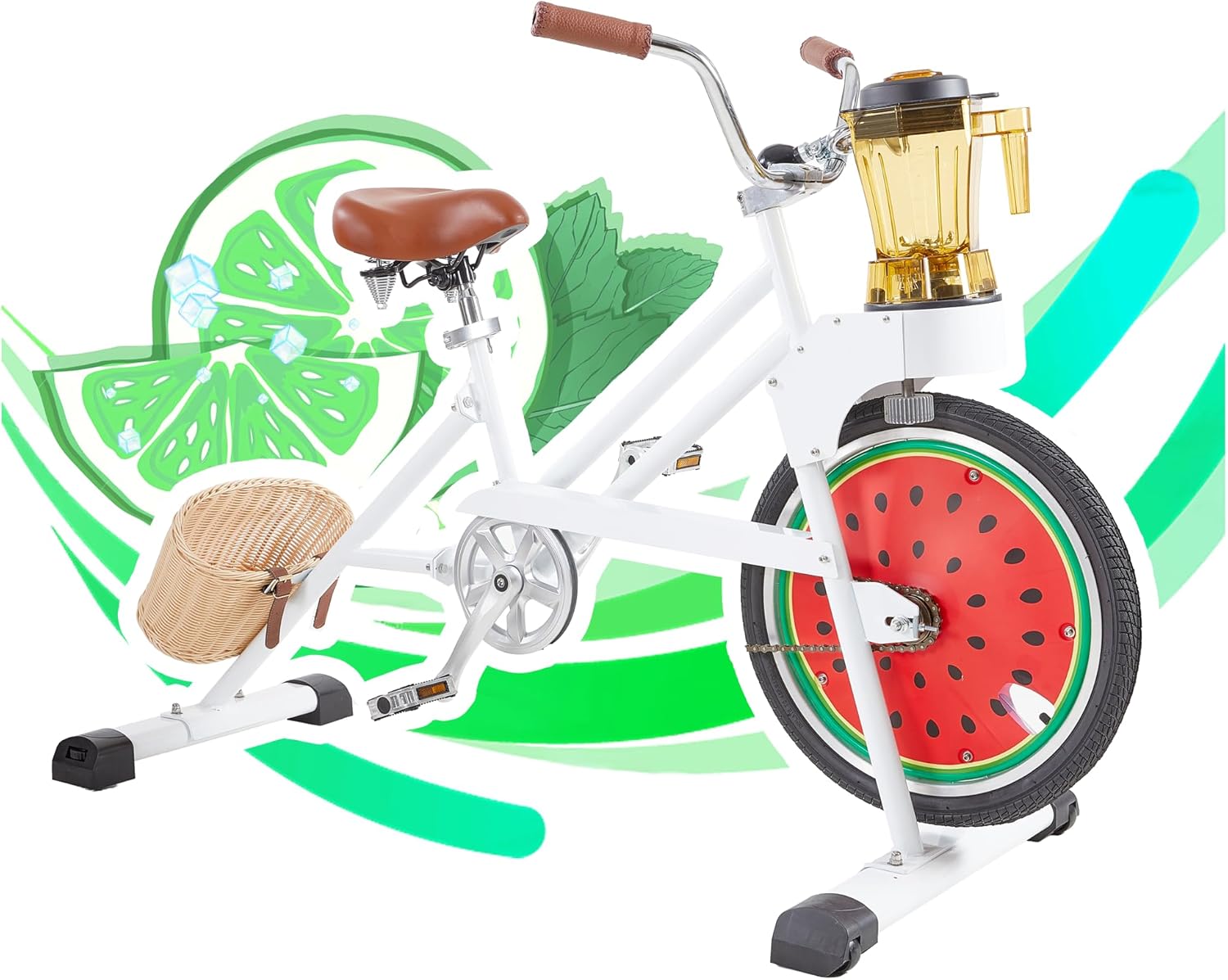 Blender Kids Commercial Other Fruit and Vegetable Machines Pedal Fruit Blender Smoothies Juicer Machine Equipment Bike (WHITE)