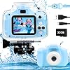 Kids Camera Waterproof Digital Camera for 3 4 5 6 7 8 9 Year Old Kids Birthday 1080P Children Digital Underwater Sports Camera HD Video Toddler Camera Toy with 32GB Card, Blue