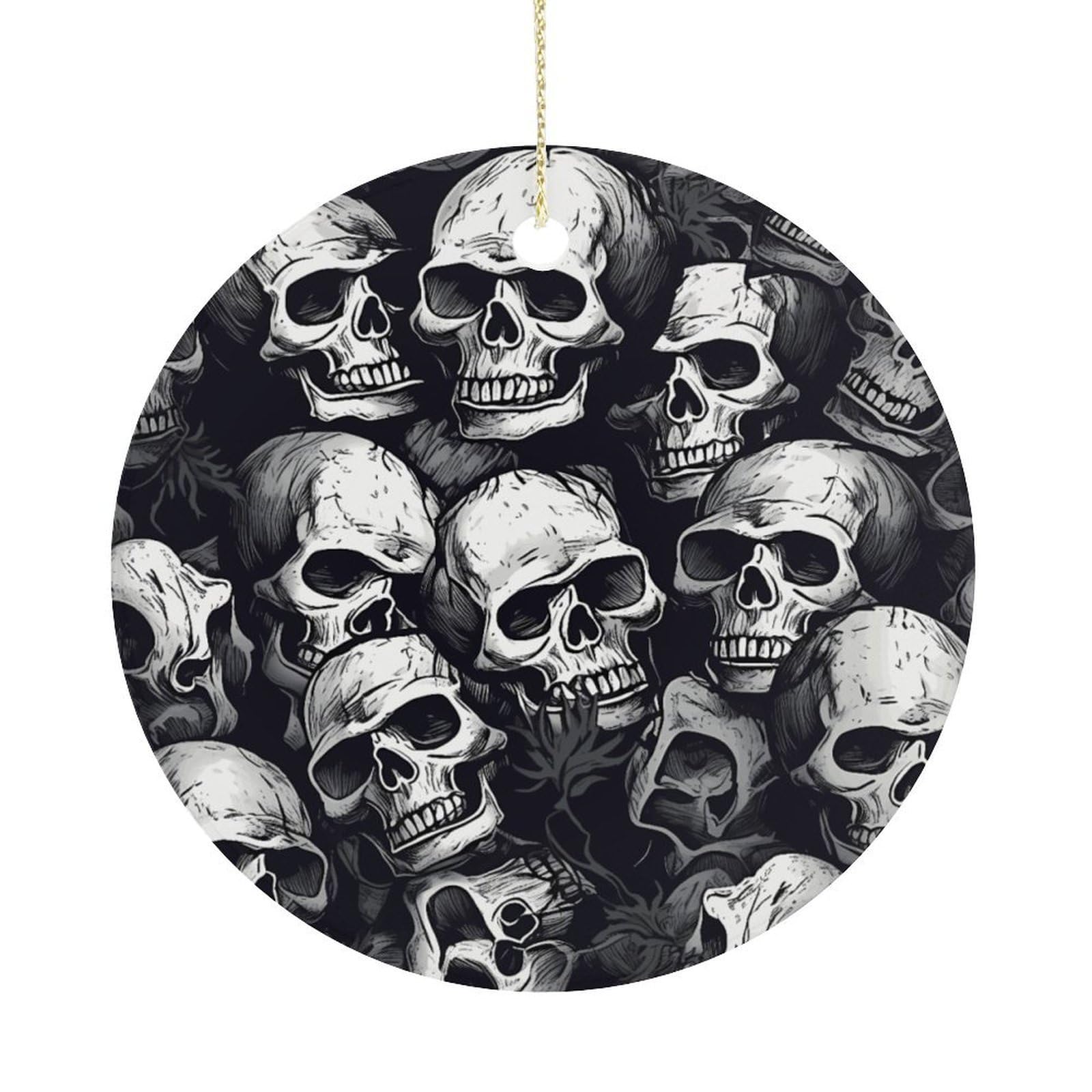 Adfgyerh Women's Style Skulls Pattern1 Hanging Ceramic Ornaments, Christmas Tree Decorations, Funny Home Decor Gifts For Sisters & Work Best Friends