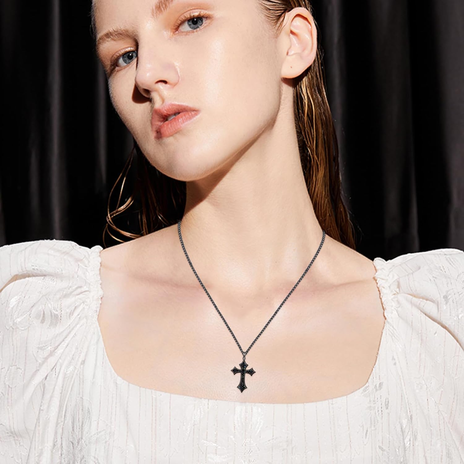 Cross Necklace for Men 925 Sterling Silver Black Cross Necklace Christian Religious Jewelry Gift for Men - Image 7