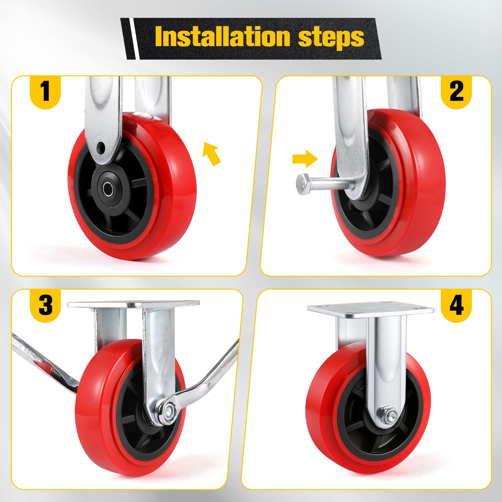 5 Inch Wheels,Heavy Duty Replacement Wheels,Casters Set of 4 Load 3200 Lbs — Amazon image 7