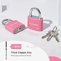 Vista 5 de Puroma 2 Pack Keyed Padlock with 3 Keys Alike, 7/8 Inch Locker Lock 40mm Heavy-Duty Locks for Gate Fence Hasp Cabinet Toolbox School Gym Locker