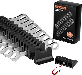 Matscover 40PCS Magnetic Wrench Organizer Wrench Holder - Wrenchs Tool Organizers for Tool Drawer Storage, Wrenchs Storage Set with Metric & SAE Label, Tool Gift for Professional Mechanics Men, Black