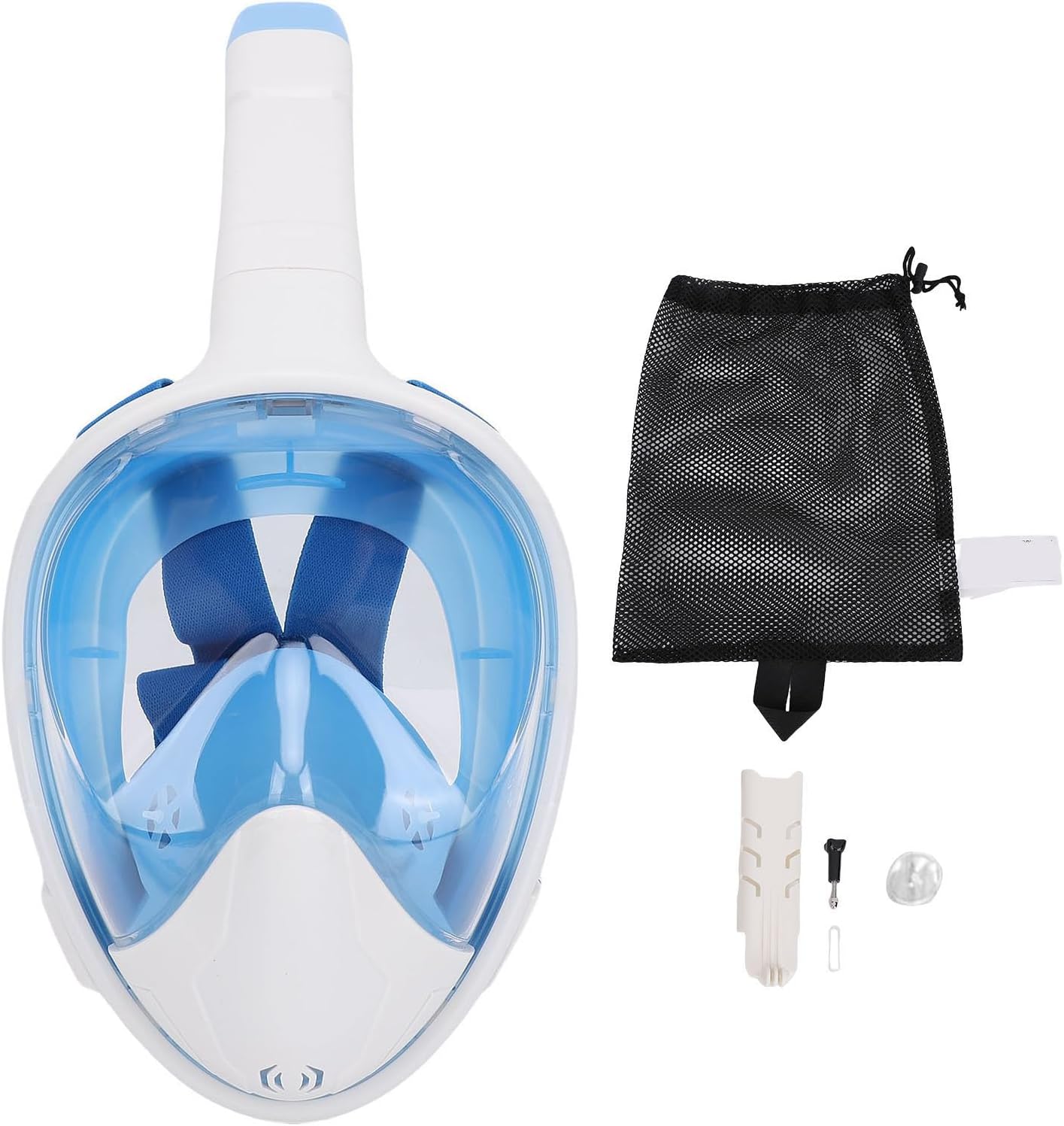 Full Face Snorkel Goggles, Liquid Silicone PC Anti Fog Anti Leak 180 Degree Panoramic View Snorkeling Face Cover with Adjustable Head Strap, for Adults Teens Underwater