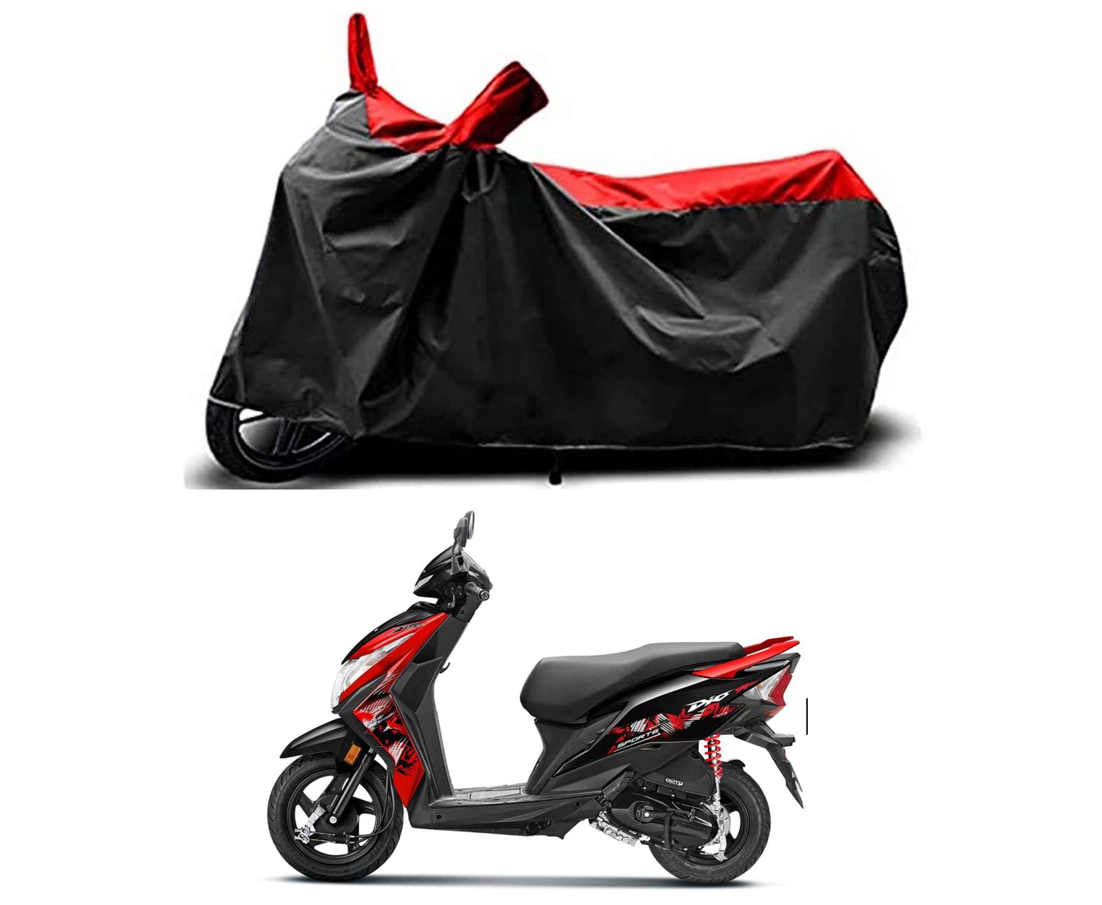 Willton- Honnda dio 125 h-Smart Bike/Scooty Cover with Water Resistant and Dust Proof Premium Polyester -Fabric (RED Stripe)