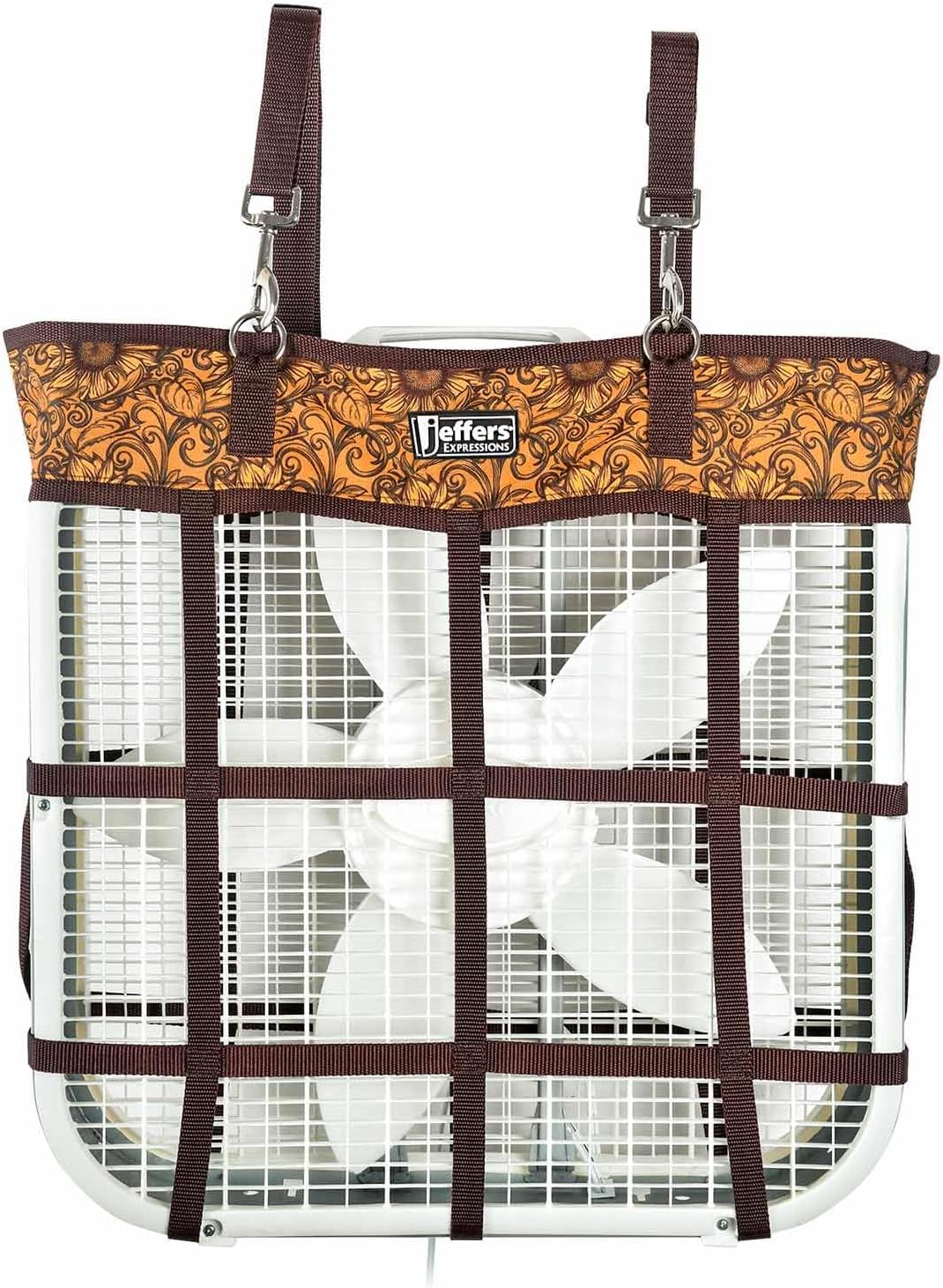 Jeffers Expression Box Fan Bag for Horse Stalls, 20"x20" Fan – Durable Nylon Fan Cover, Snap Strap Hangers, Portable & Easy Storage, Barn, Trailer, Outdoor, Riding Events or Home Use, Bloomin Toolin