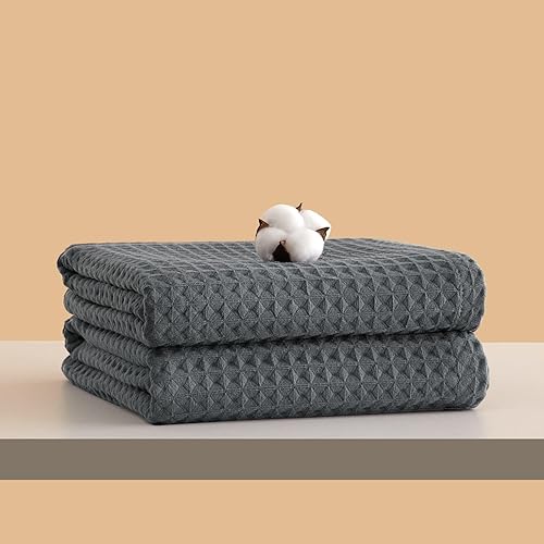 AMWAN Juego de 2 toallas de baño de 100 % algodón de alta absorción, juego de 2 toallas de baño de 27 x 54 pulgadas, toallas de ducha extra grandes