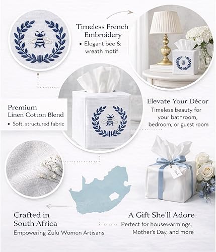 Miniatura 7 de Jacaranda Living Cubierta cuadrada para caja de pañuelos, soporte para pañuelos de tela de linoalgodón, cubierta decorativa de cubo de paño, diseños