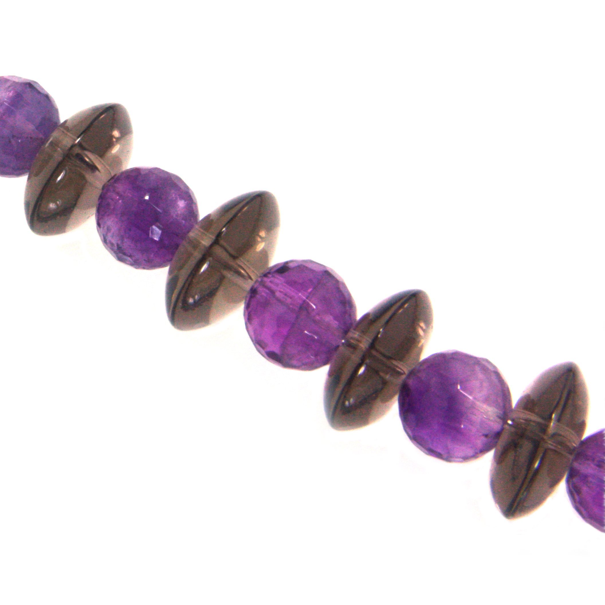 Collana Ametista e Quarzo Fume 'in Argento Sterling – Dimensioni delle Pietre 8 mm e 5 x 12 mm