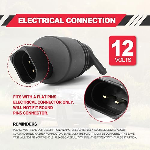 Miniatura 5 de Bomba de lavado de parabrisas, compatible con BMW 328i E46 325i M3 M5 X3 X5 Z3 Z4 Z8, Mercedes-Benz, reemplaza al OEM 67128362154, 67128377612,