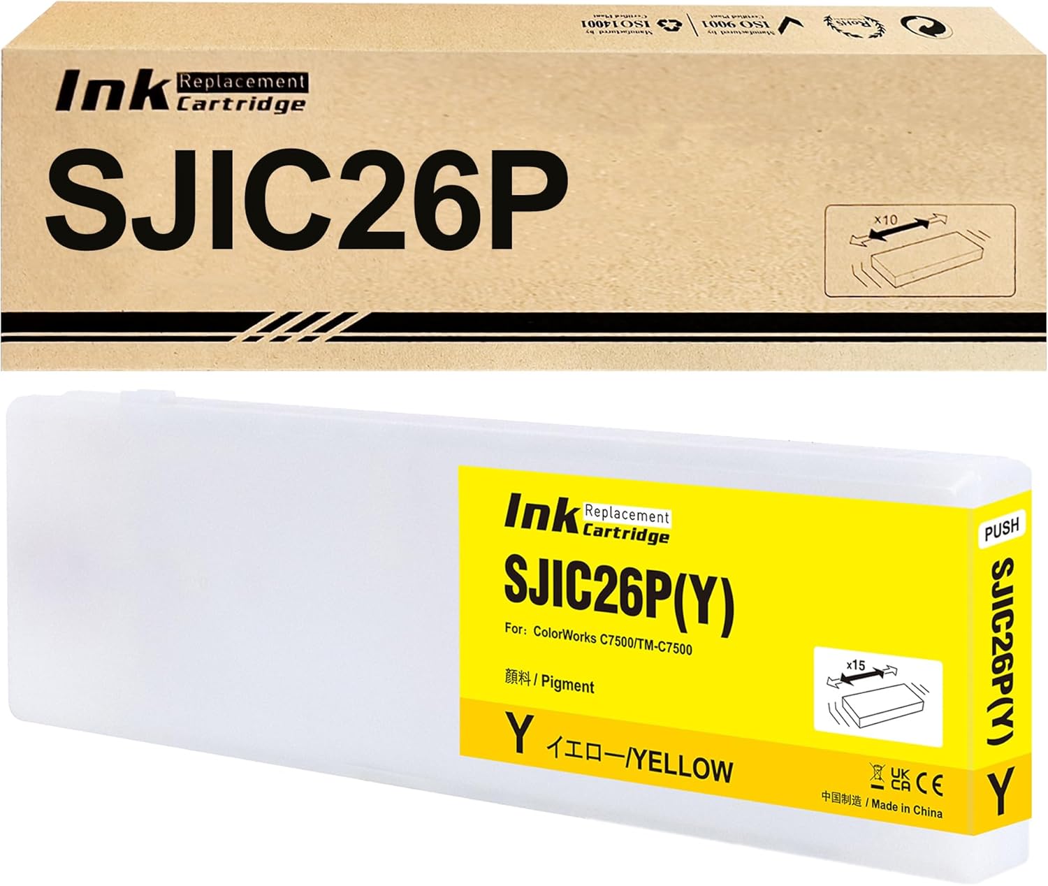 LCL Compatible Refill Ink Cartridge Replacement for SJIC26P SJIC26P (Y) for COLORWORKS C7500 Printer (1-Pack Yellow)