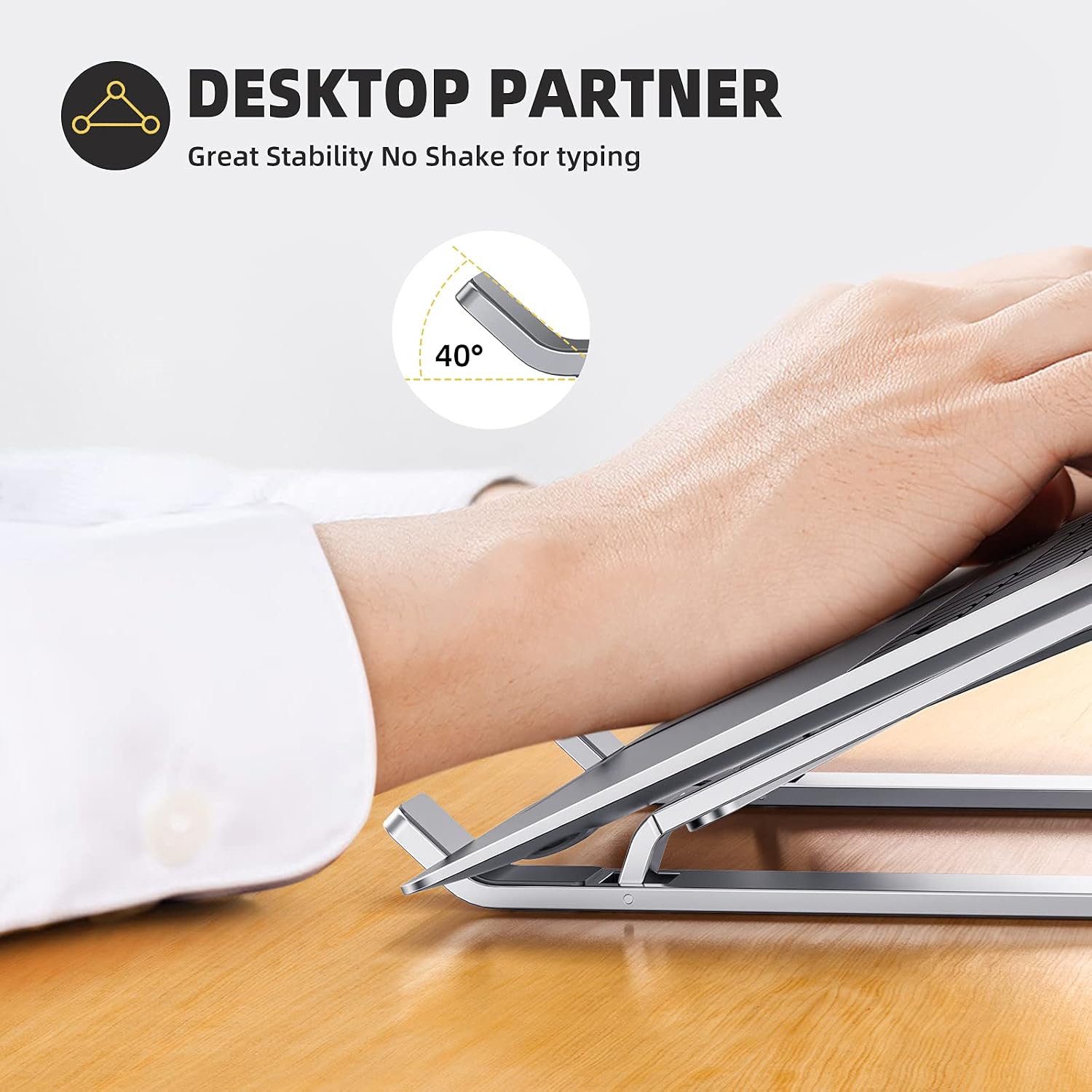 Mindsky Laptop Stand, Lightweight Sleek Aluminum, No Assembly Required, 2s Quickly Easy Set & Fold, Solid Compact Holder Riser, Widely Compatible with MacBook Air,Notebook 10-15.6 inch
