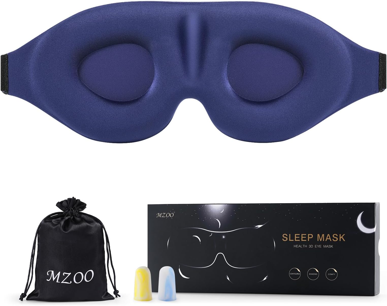 MZOO Side Sleeping Mask Men Women 3D Sleep Mask Zero Eye Pressure Patented Light Blocking Design Night Blindfold Soft Shade Cover for