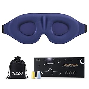 MZOO Luxury Sleep Eye Mask for Side Sleeper Men Women, Zero Eye Pressure 3D Sleeping Mask, Light Blocking Patented Design Night Blindfold, Soft Eye Shade Cover for Travel, Blue