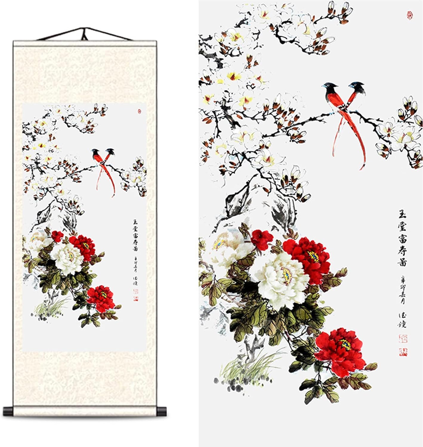 FOVNOT Asian Silk Scroll, Asian Scroll Wall Decor Asian