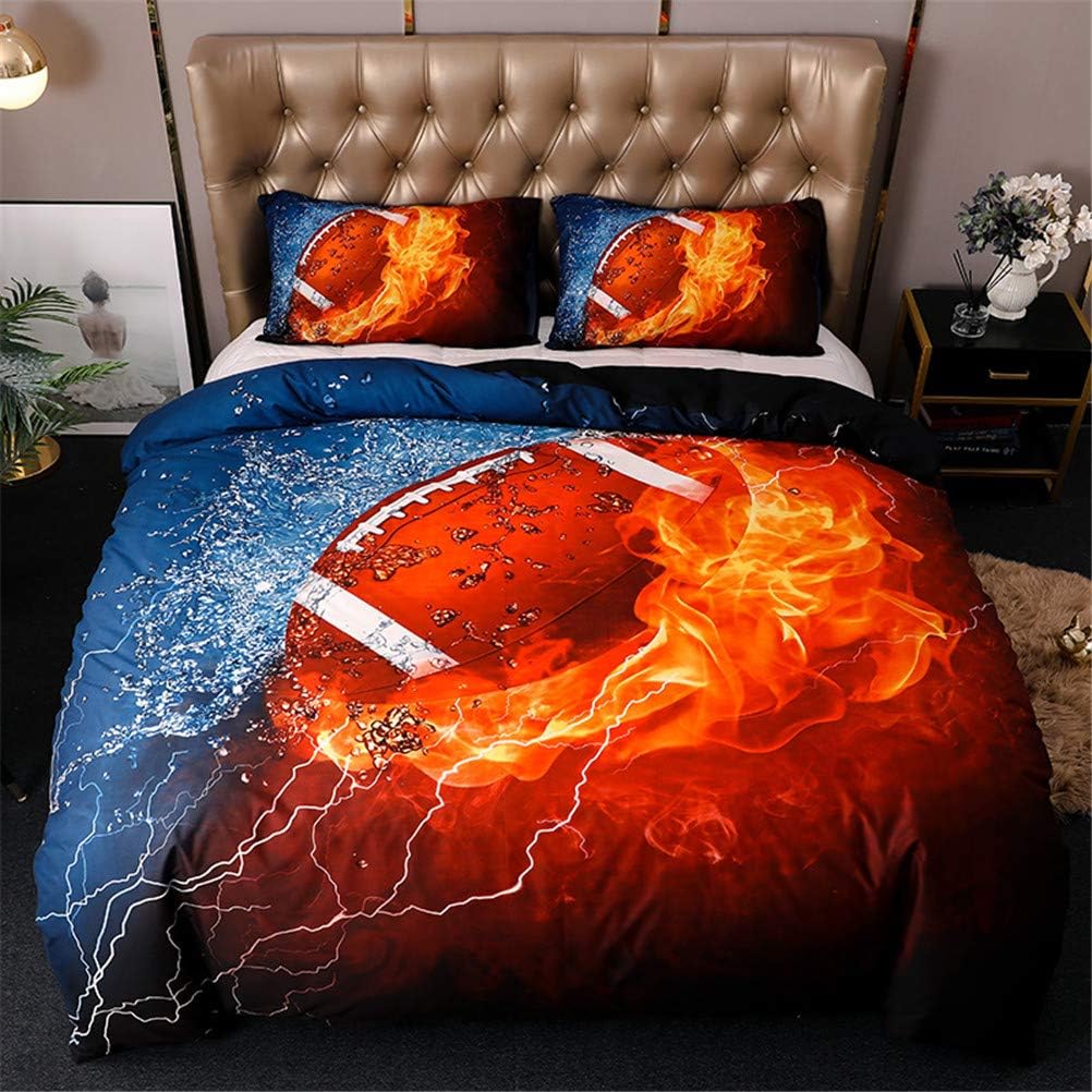 3D Football Bedding Duvet Cover Set 2 Piece (1 Duvet Cover+1 Pillowcase) for Teen Boys Sports Microfiber Bedding Quilt (Twin Football) image 3