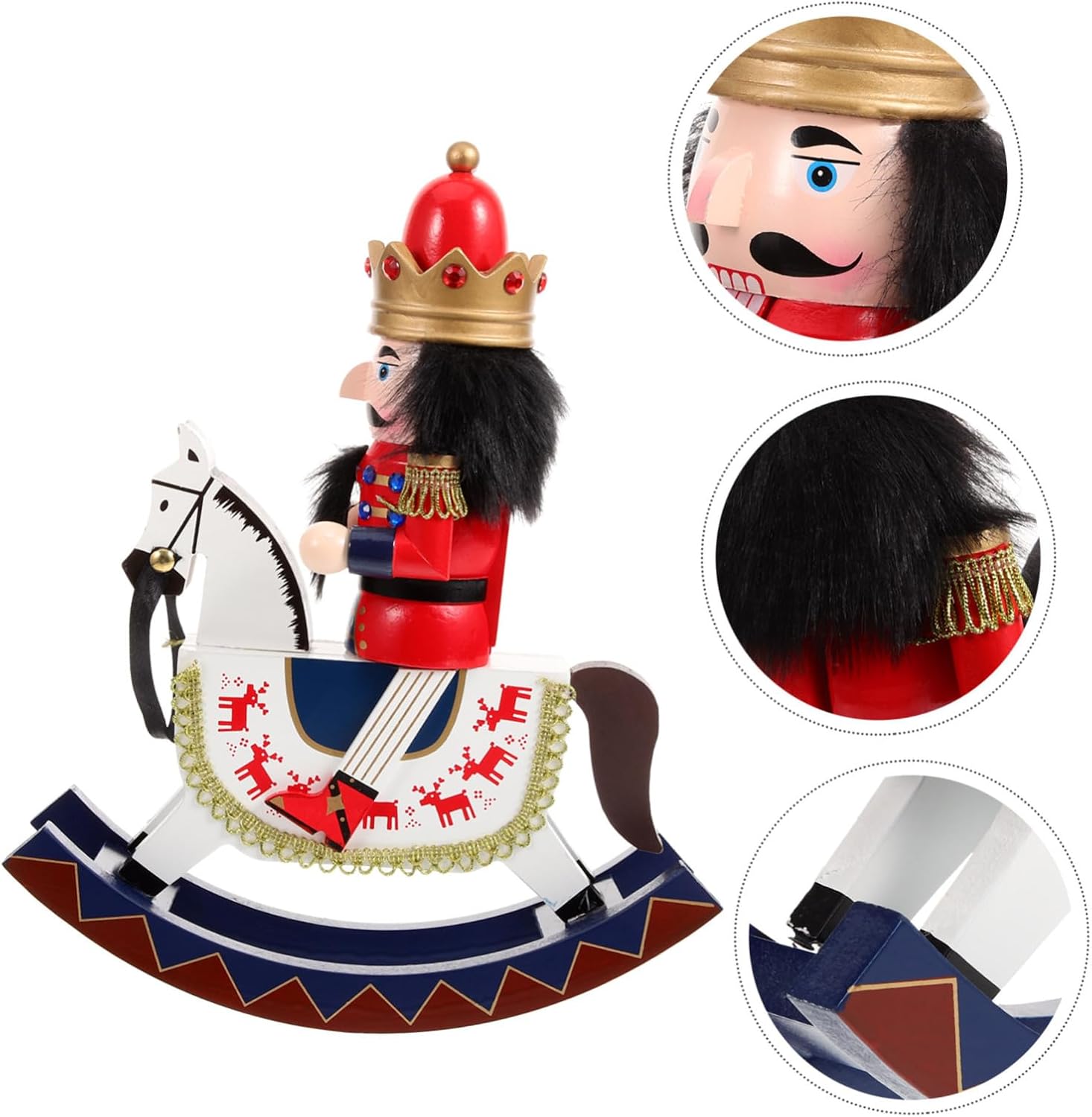 Wooden Horse Nutcracker Soldier Christmas Decor Intricate Craftsmanship Xmas Desktop Ornament Traditional Festive Tabletop Decoration for Home and Office