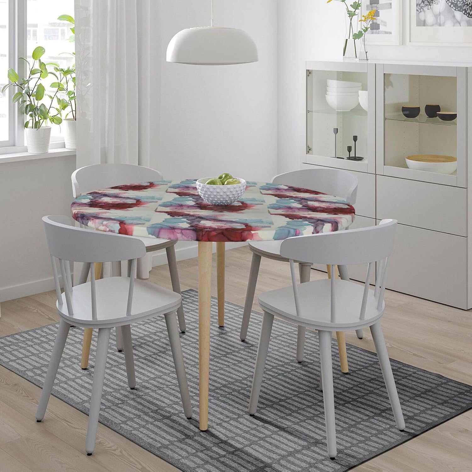 Abstract Marble Print Outdoor Patio Kitchen Decor Supplies Wipeable Round Table Cloth for Indoor Outdoor