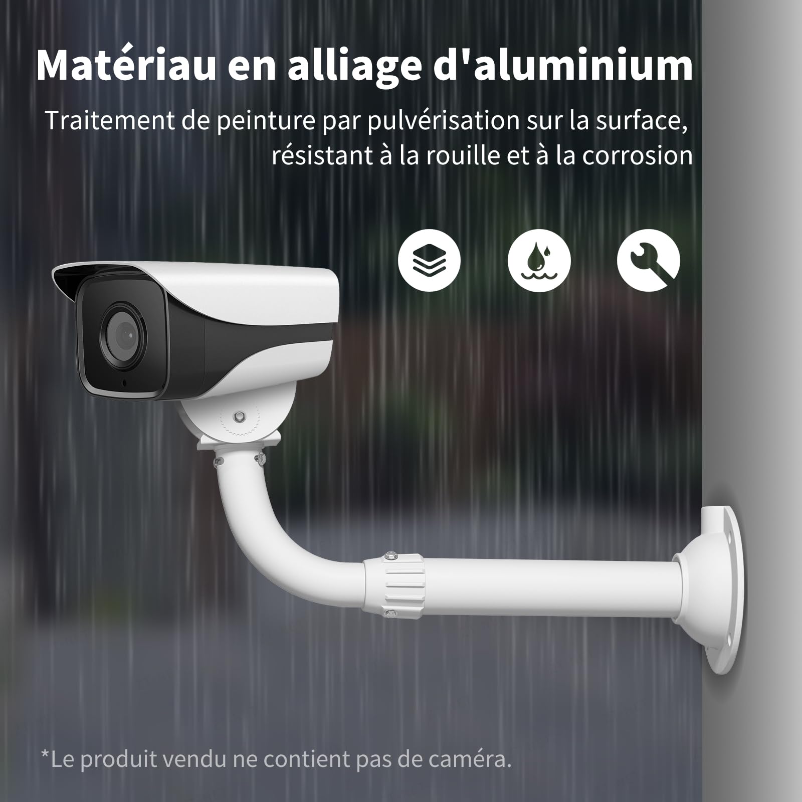 Support Mural Extensible en métal Solide pour caméras de Surveillance de sécurité, Support de Montage réglable de 30-60cm pour caméra de sécurité CCTV IP, Montage Mural et Plafond, J-Pole