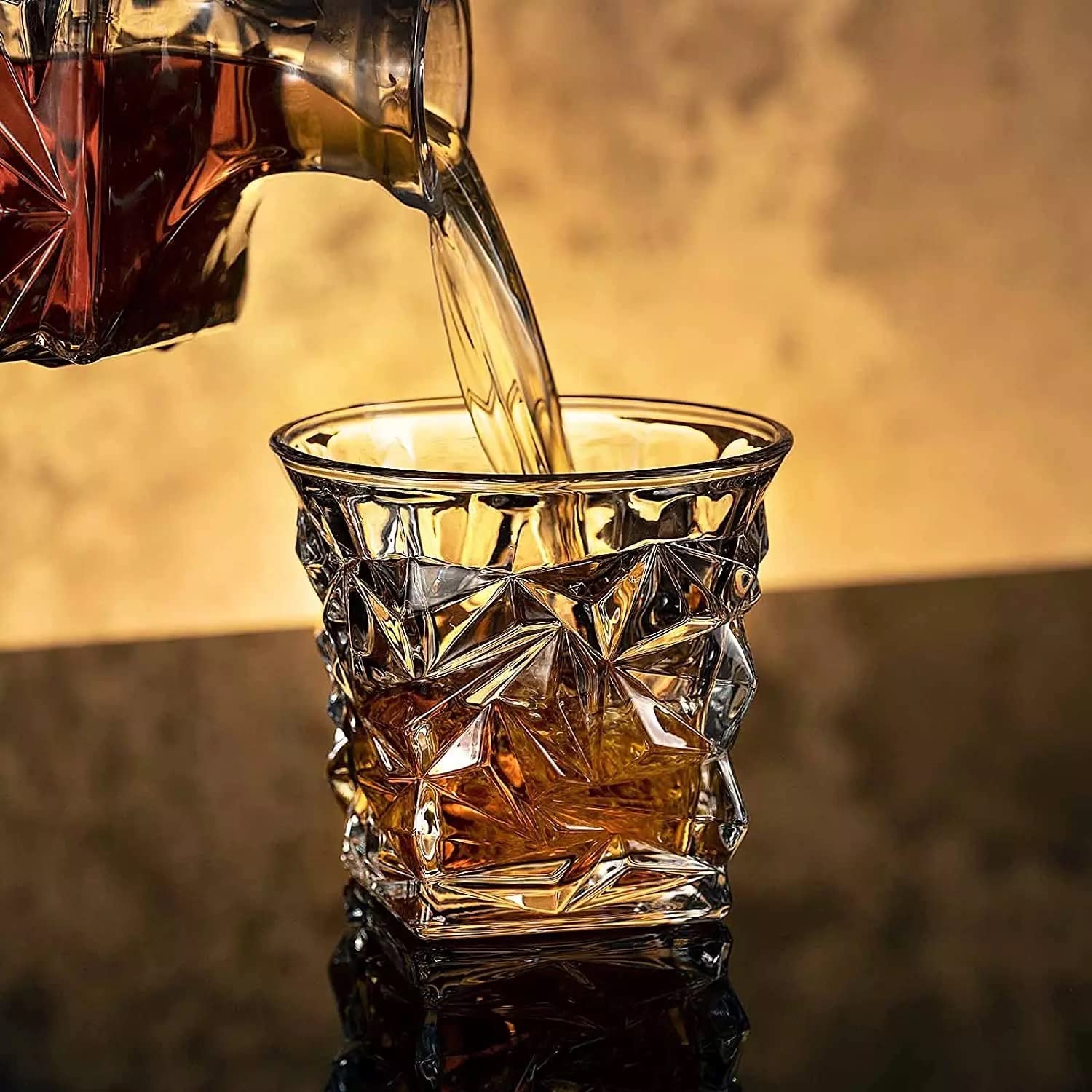 EDENSDECOR Gold Whiskey Glasses in Gift Box Set Of 2 for Liquor Scotch Bourbon Vodka, Unique Gift for Dad Men Husband