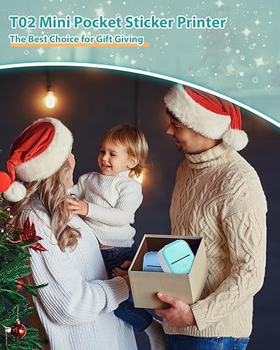 Miniatura 2 de COLORWING T02 Impresora térmica de calcomanías con 3 rollos de papel adhesivo, mini impresora de cápsulas de impresión, impresora inalámbrica sin