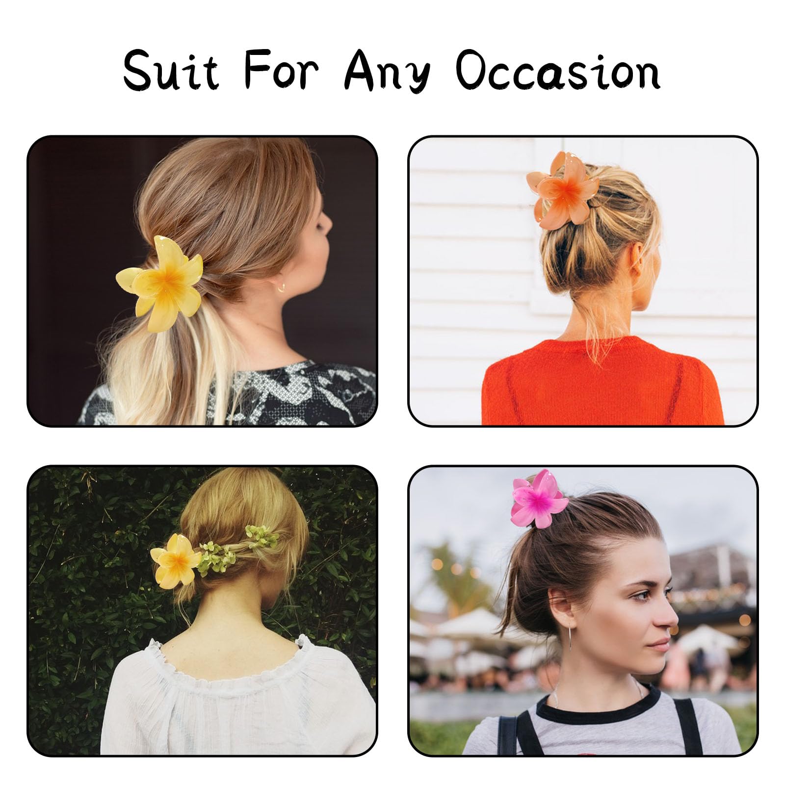 JASFLY 8 Pezzi Mollettone Fiore, 4 Colori Mollette Fiori per Capelli, Mollettoni Capelli Donna per Vari Tipi di Acconciature e Capelli Accessori