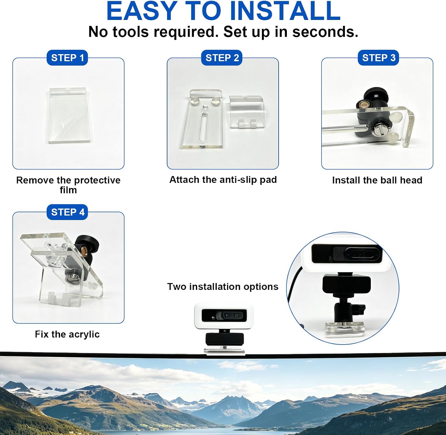 T1 Webcam Monitor Top Clip Mount