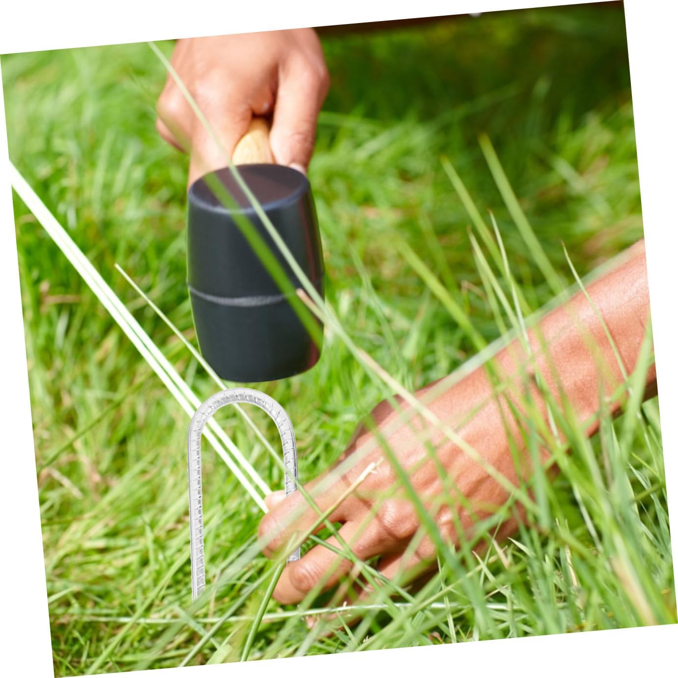 8pcs U-Shaped Garden Stakes Pegs for Tents Swings and Trampolines Easy Installation Galvanized Finish Stable Ground Anchors for Camping and Landscaping