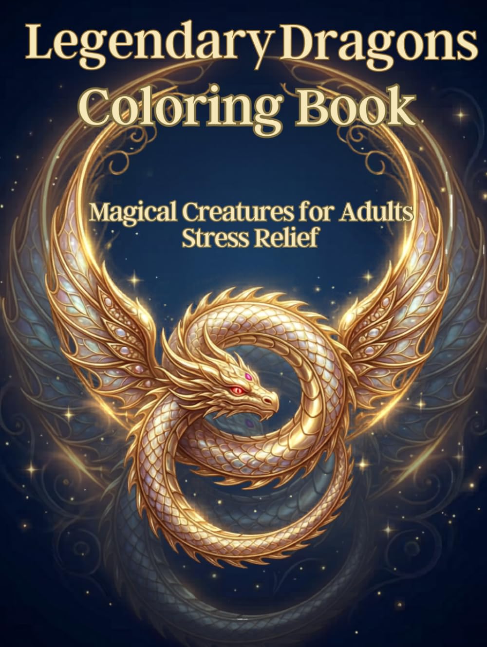 Legendary Dragons Coloring Book: Magical Creatures for Adults Stress Relief