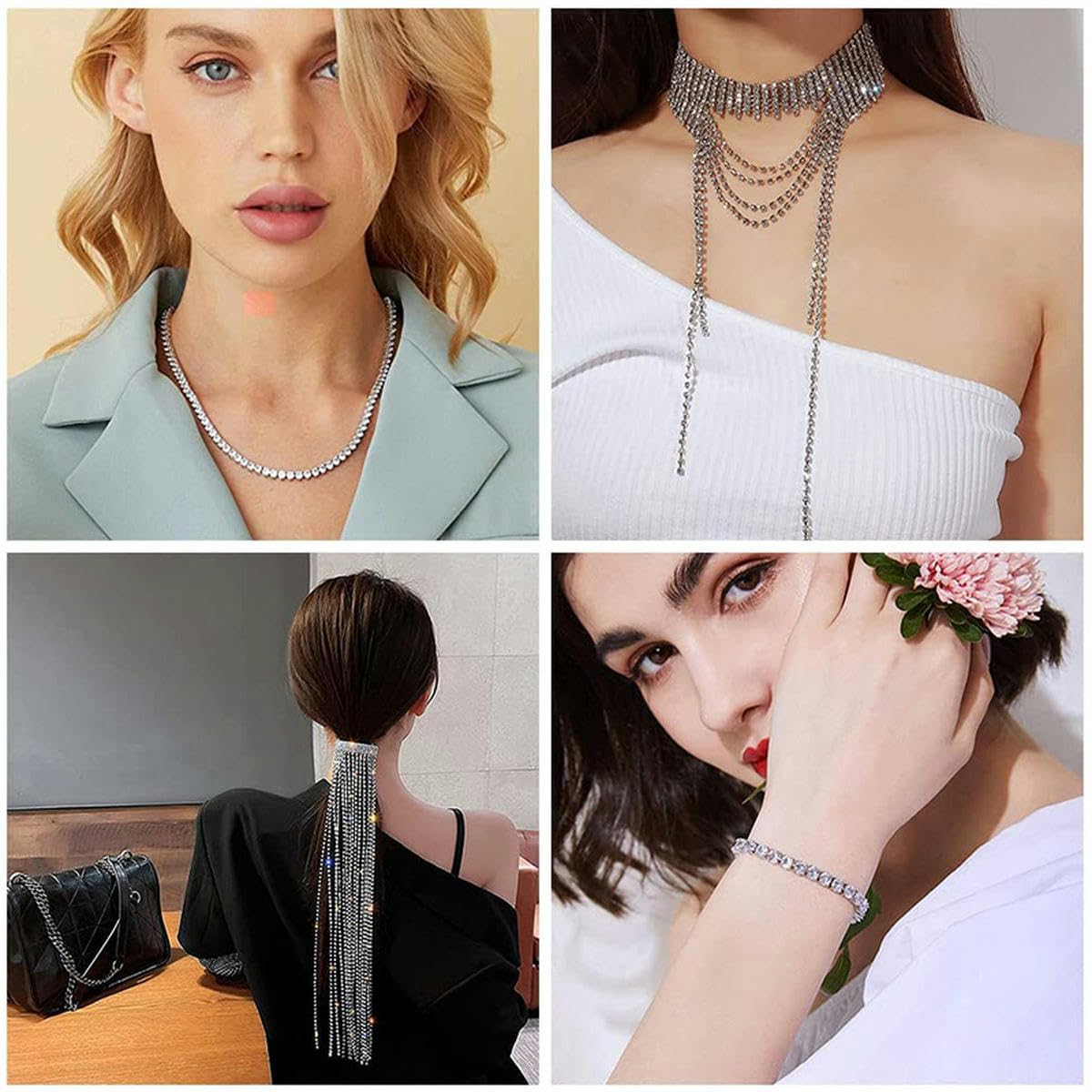 Rotolo Di Catena Di Cristallo Artificiale - 10 Yard, Argento, Per Decorazioni - Foto 12