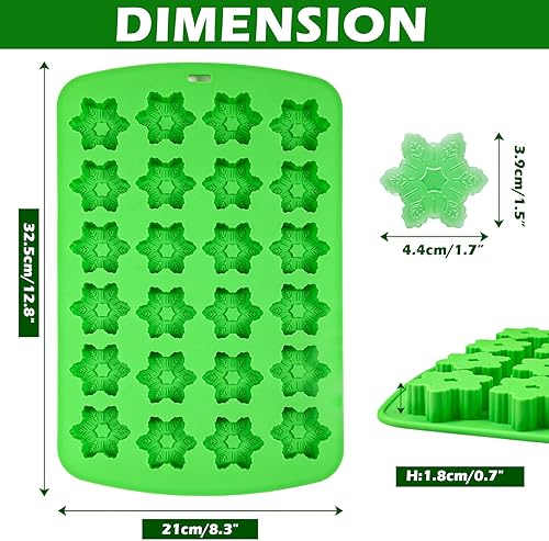 Miniatura 3 de Webake Molde de cubitos de hielo de copo de nieve de silicona con 24 cavidades, bandeja de cubitos de hielo de Navidad, moldes de copo de nieve para
