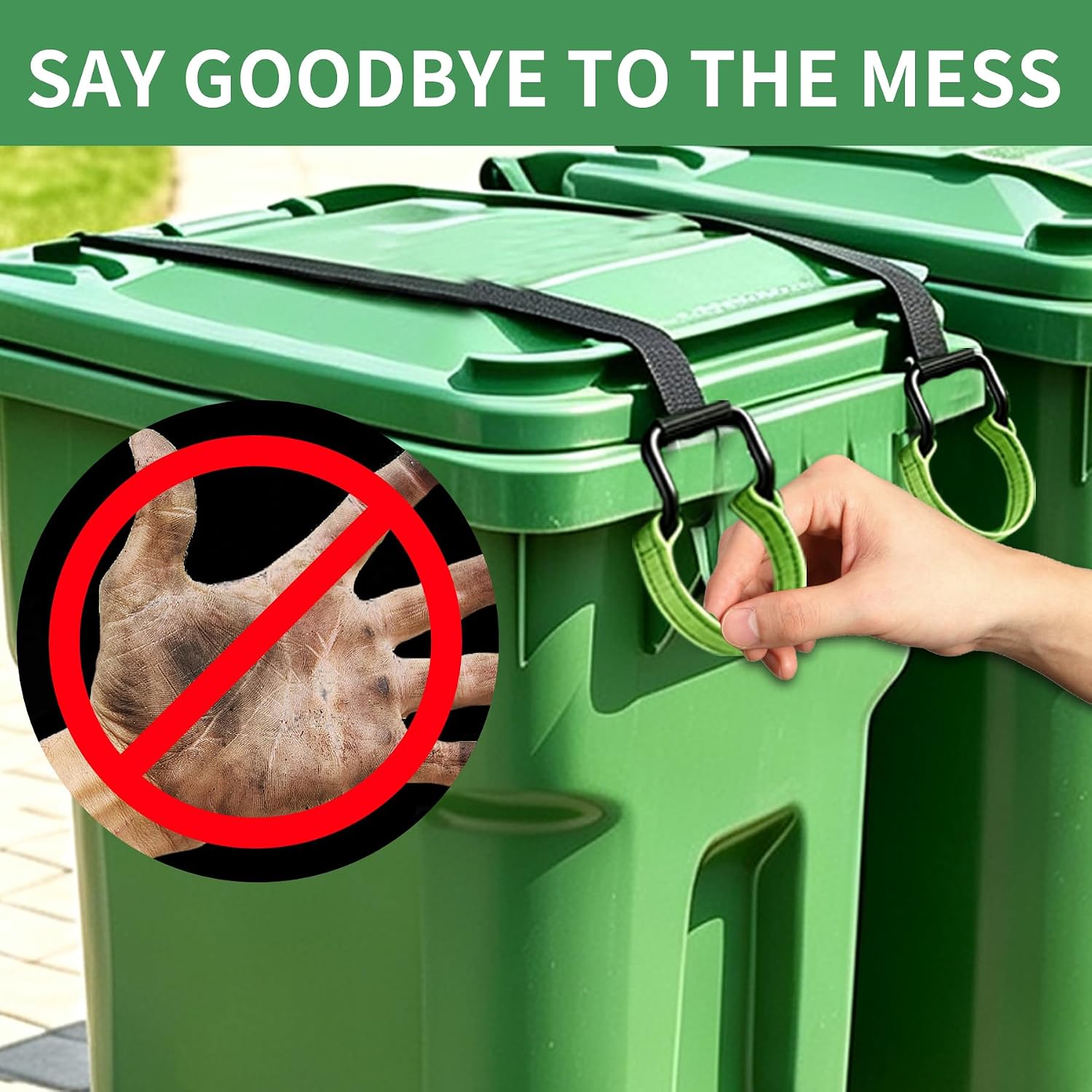 Trash Can Lid Lock with Metal Double Claw Hook Bear Raccoon Proof