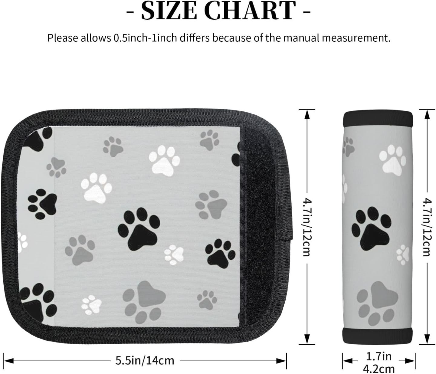 Animal Paw Prints Print Luggage Handle Wraps Luggage Identifiers Soft Neoprene Luggage Handle Wraps for Suitcase Trolley Handle Grip Cover 2 Pack Luggage Tags