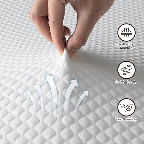 Miniatura 5 de UniPon Cubrecolchón firme de 3 pulgadas, tamaño individual, con infusión de gel, ventilado, para aliviar el dolor de espalda, cubrecolchón de espuma