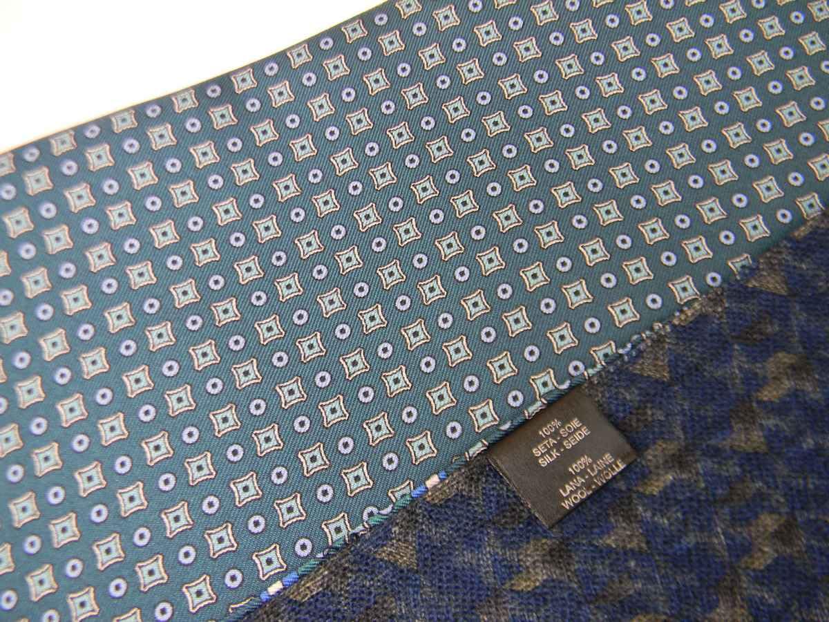 Avantgarde-Sciarpa uomo double seta lana verde scuro nero made italy colore verde scuro fantasia 3